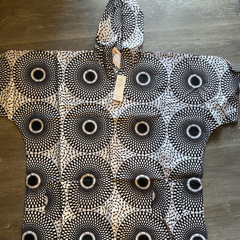 African print hooded jacket